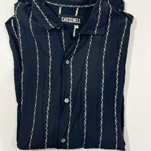 Carbon Dark Blue Shirt with White Zigzag Pattern